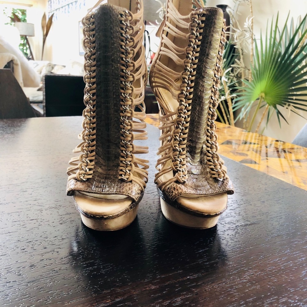 Brian Atwood Python Caged Platform Bootie - Picture 2 of 8